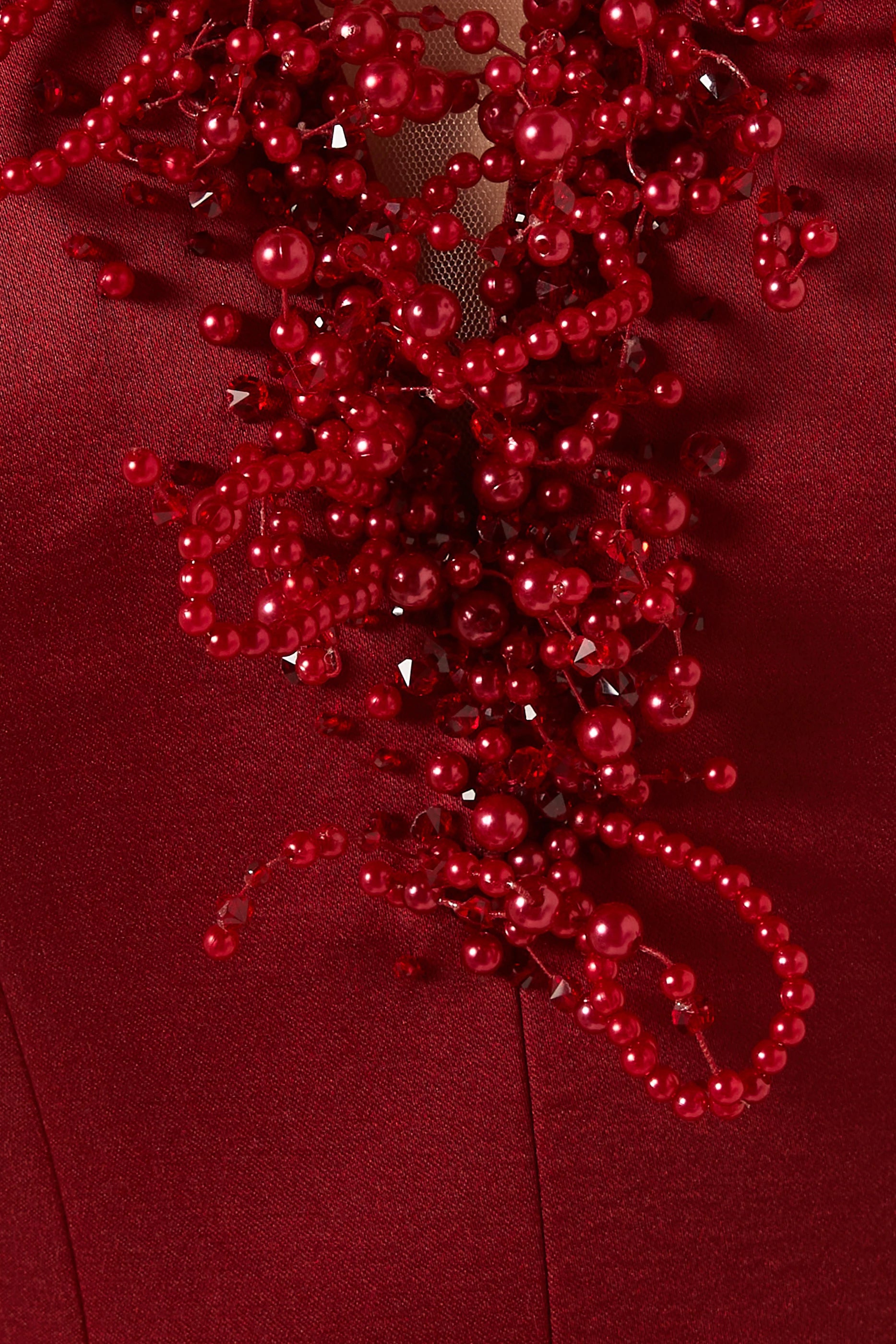 21SIX Mireille Embellished Gown — Red Taffeta